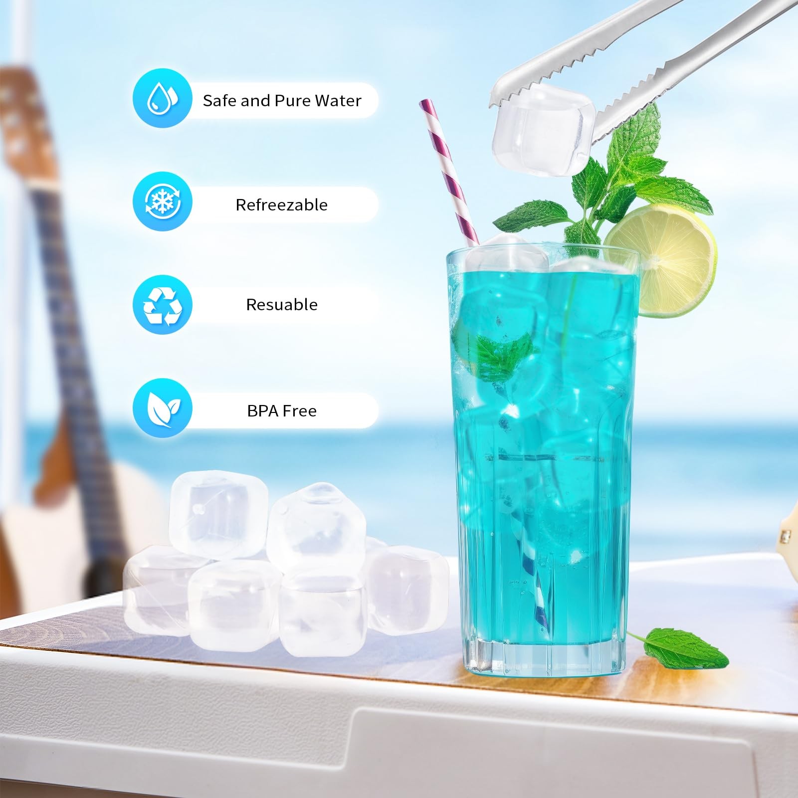 380 Pack Reusable Ice Cube for Drinks - Refreezable Plastic Ice Cubes Without...