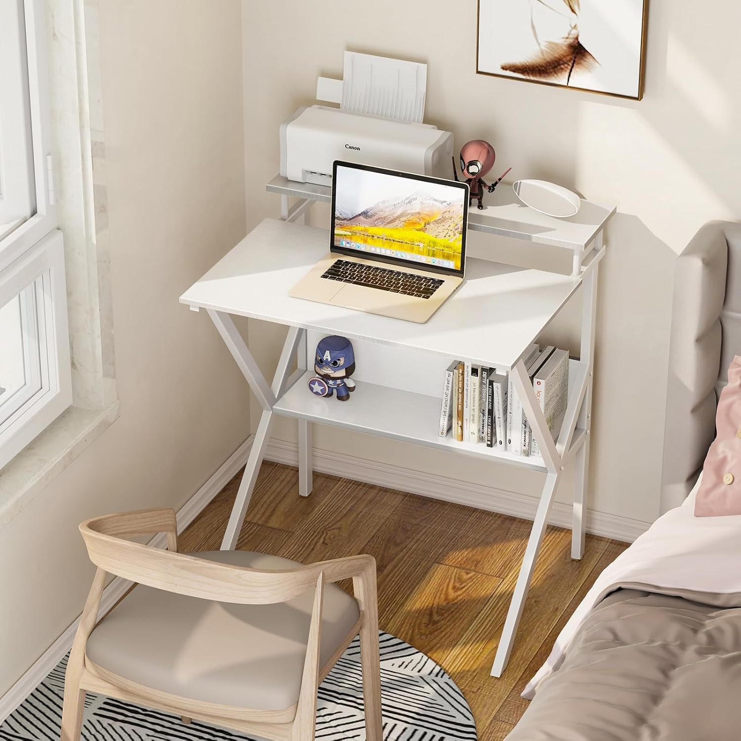 ODK Small Computer Desk, 27.5 inch Desk for Small Spaces with Storage, Compact T