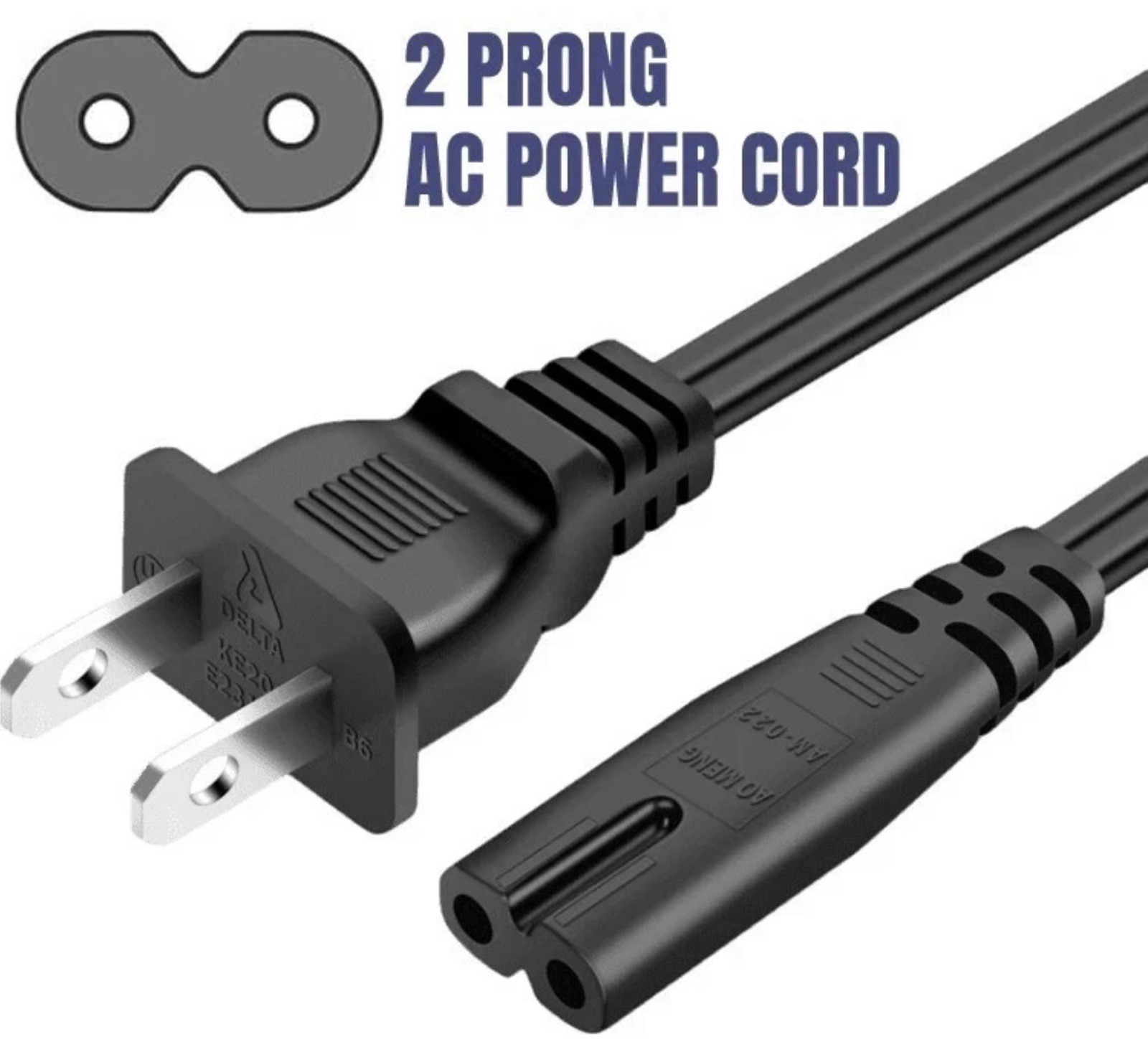AC Power Cord 2 Prong Cable for PS5 PS4 Slim OG Xbox One S/X Series S/X PS3 Slim
