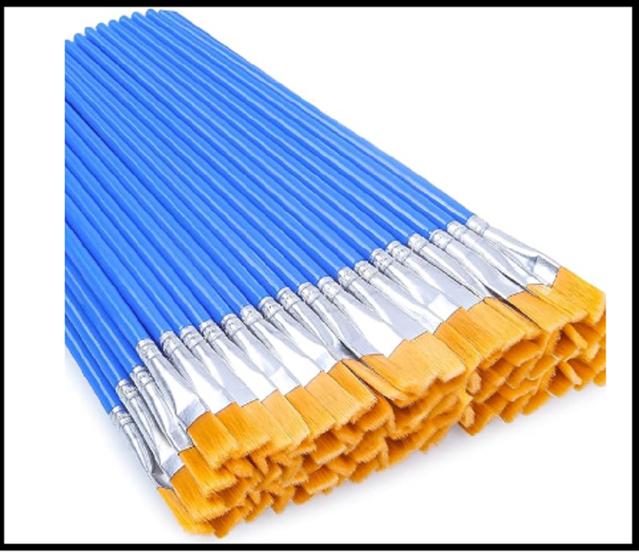 50 Pcs Flat Paint Brushes for Touch Up, Small Paint Brushes for Classroom Craft