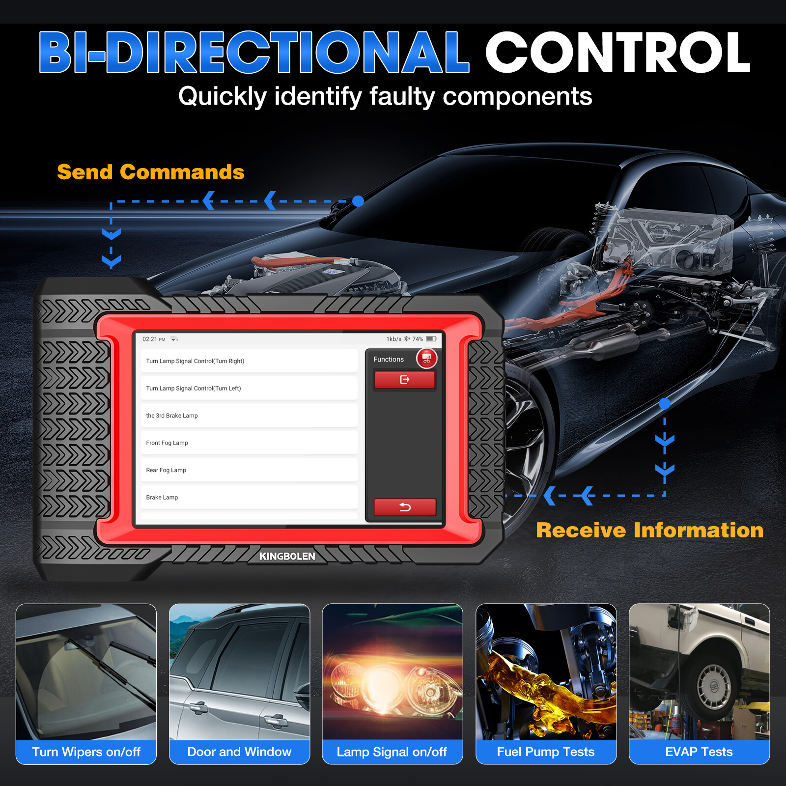 KINGBOLEN K7 PRO Car OBD2 Scanner Full System Diagnostic Tool ECU Key Coding