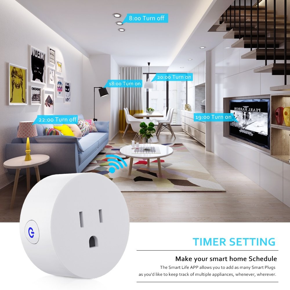 2PCS Smart Plug Compatible w/Alexa & Google Home Smart Life Voice Control Socket