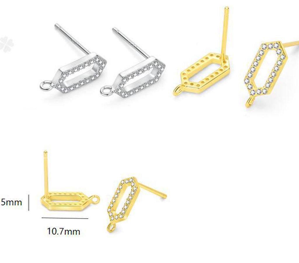 1Pair Sterling Silver Filigree Stud Earrings Component, CZ Earrings Supply, Min