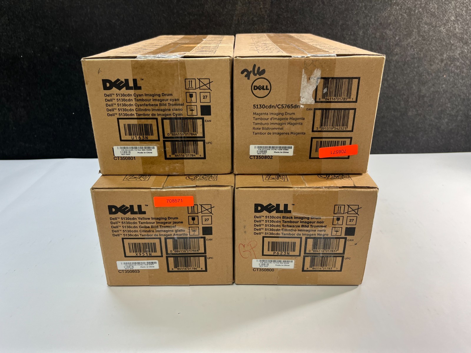 DELL 5130CDN/ C5765DN IMAGING DRUM LOT OF 4 CT350800 CT350801 CT350802 CT350803