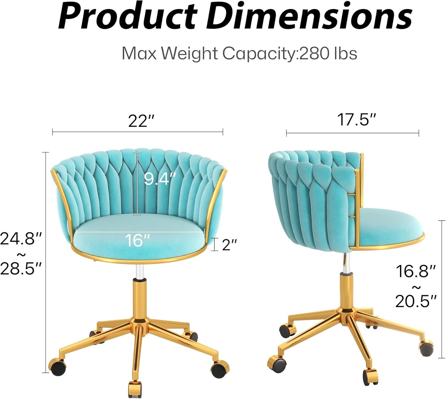 Velvet Woven Home Office Chair,Swivel Desk Chair with Wheels, Height Adjustable
