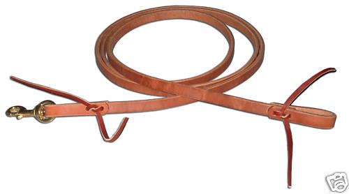 Western harness leather 1/2" x 8 roper rein w/snap USA - custom cowboy tack H506