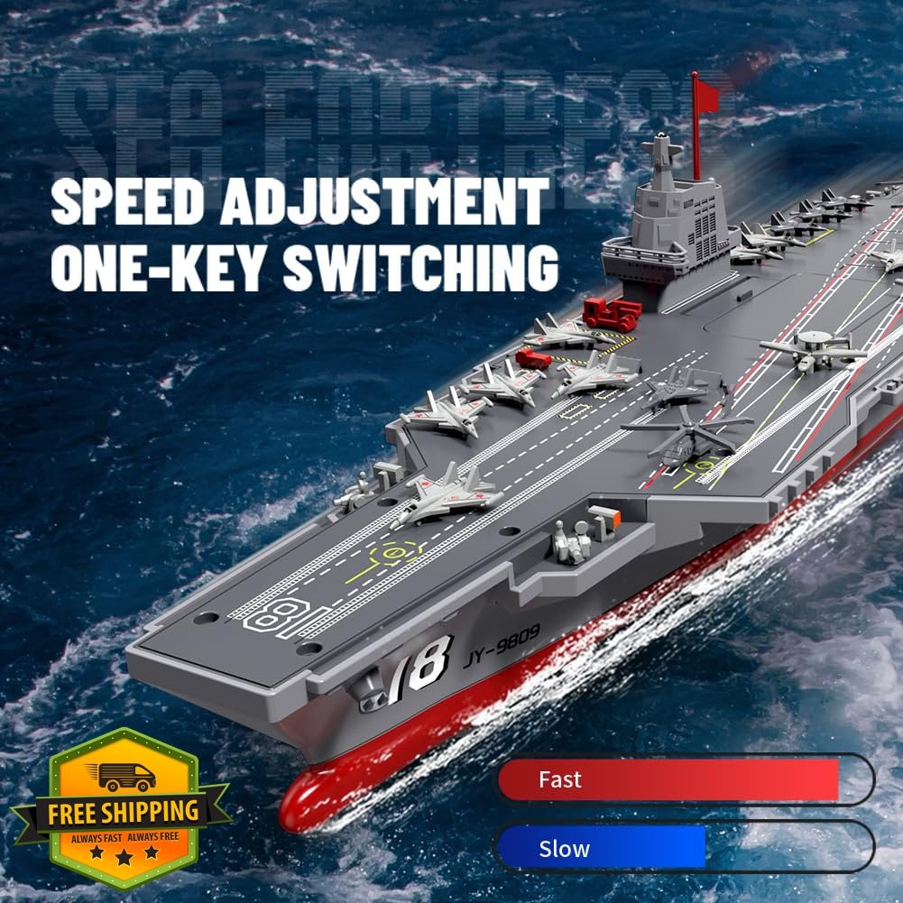 RC Warship Boat for Kids 8-12, 16" Battleship 15mph Speed