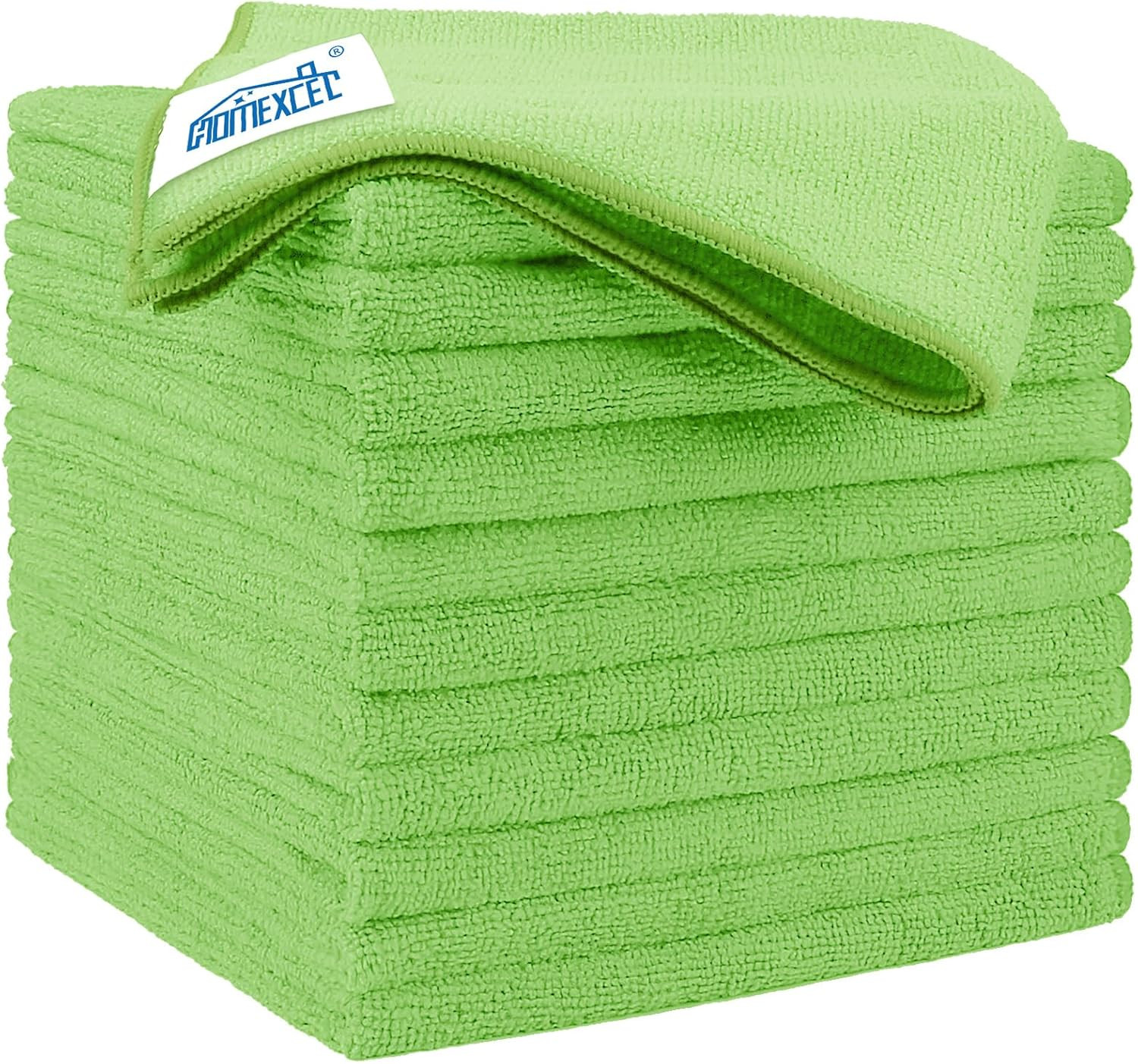 Green Microfiber Cleaning Cloth 12 Pack, 12.5 X 12.5 Inch Microfiber Towels for