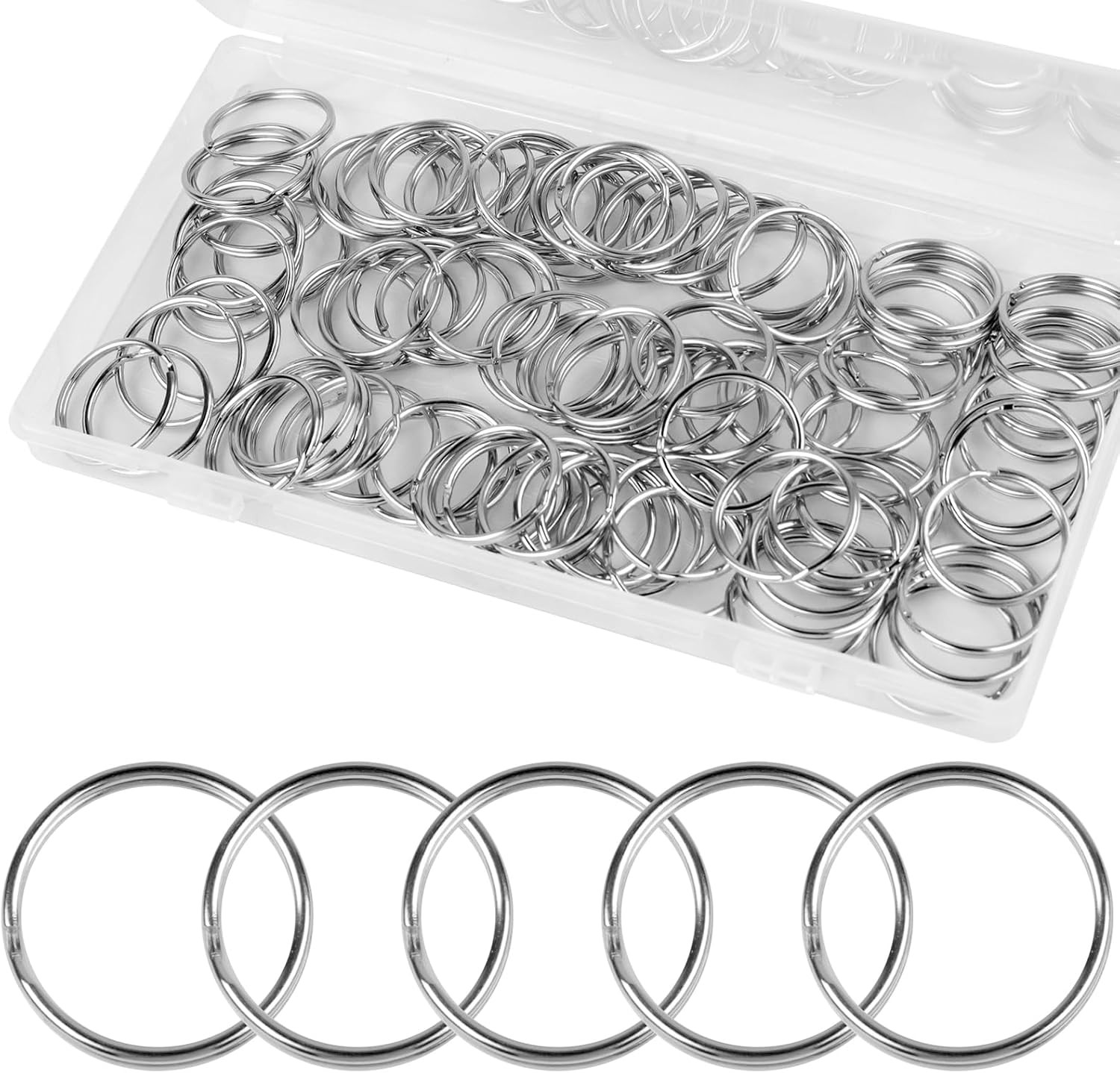 100PCS Split Key Rings Bulk for Keychain and Crafts Keychain Rings (Silver 25mm)