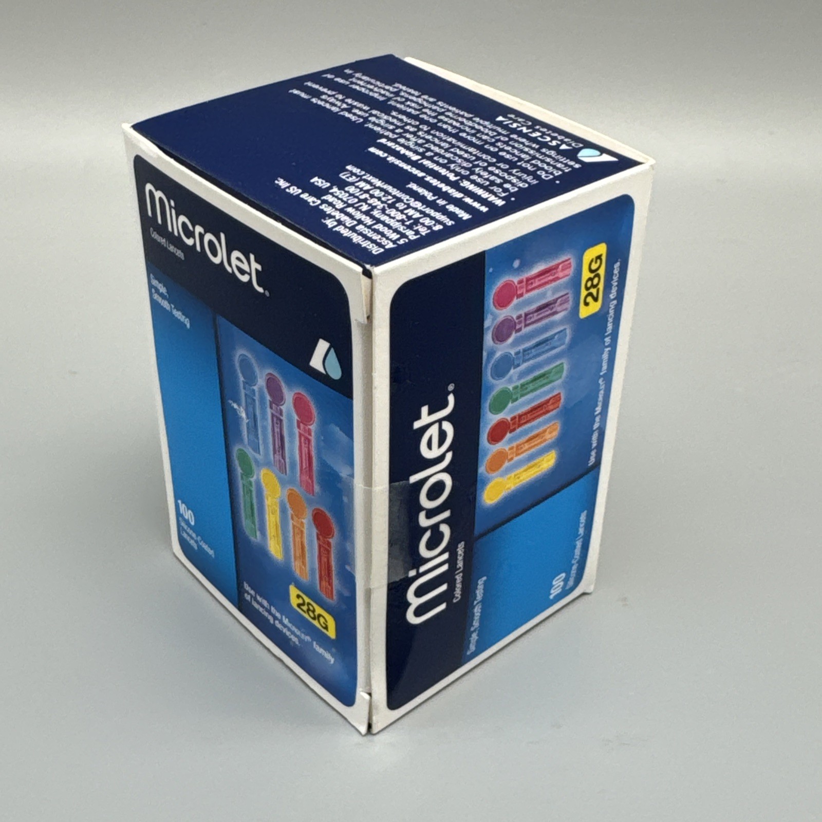 Microlet Colored Lancets - 100 Silicone Coated Lancets - NEW