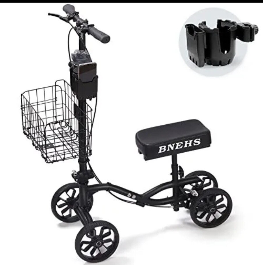 BNEHS Knee Scooter with Adjustable Cup Holder Folding Knee Scooters for Injur...