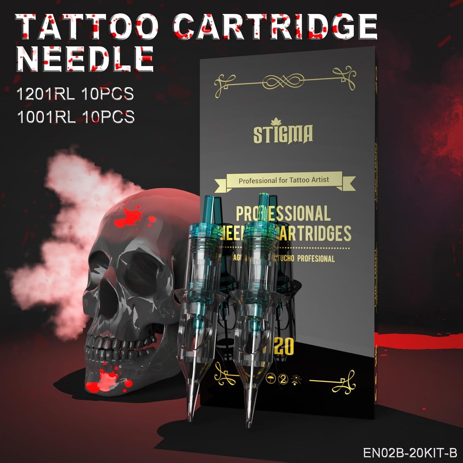 STIGMA Cordless Tattoo Gun Kit - Complete with Pro Machine Pen, Black