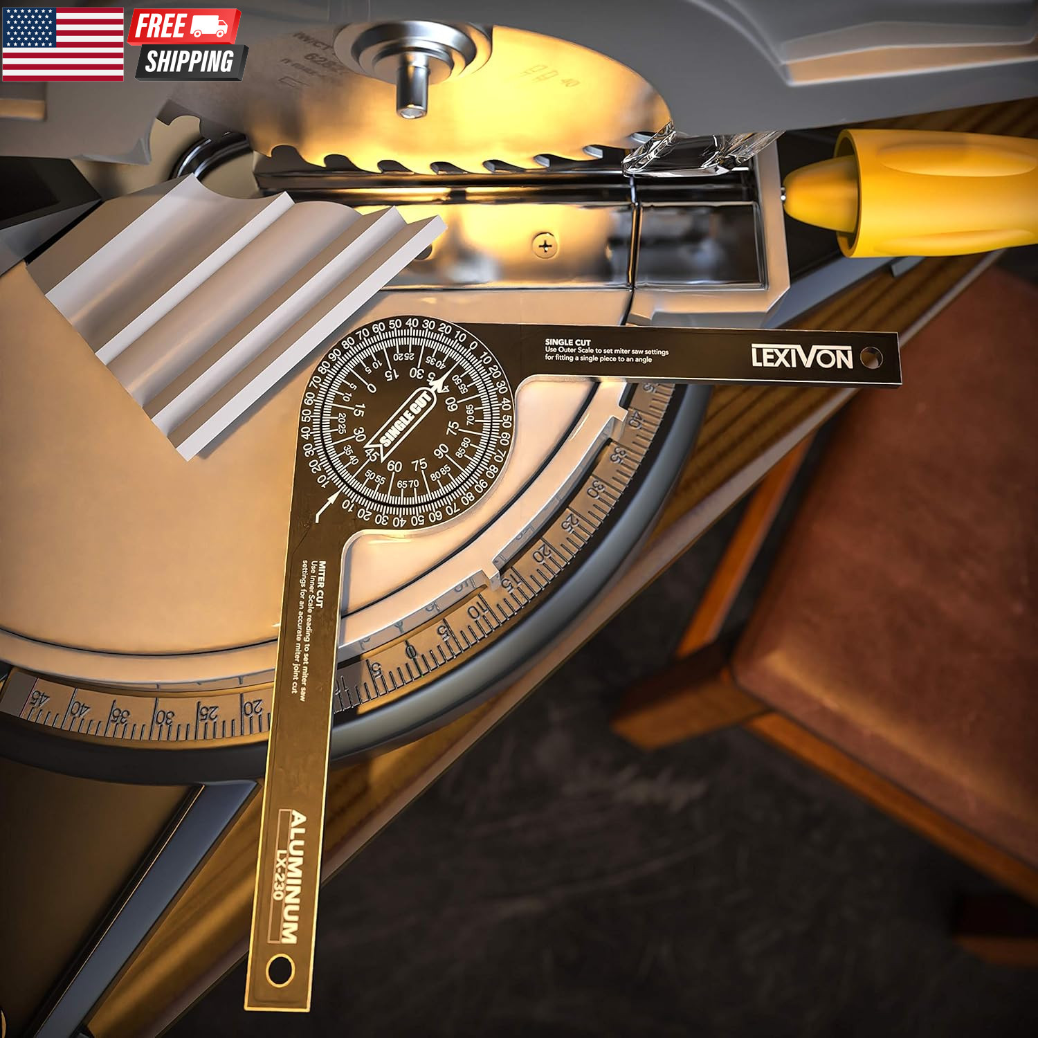 Aluminum Miter Saw Protractor | 7-Inch Rust Proof Angle Finder Featuring Precisi