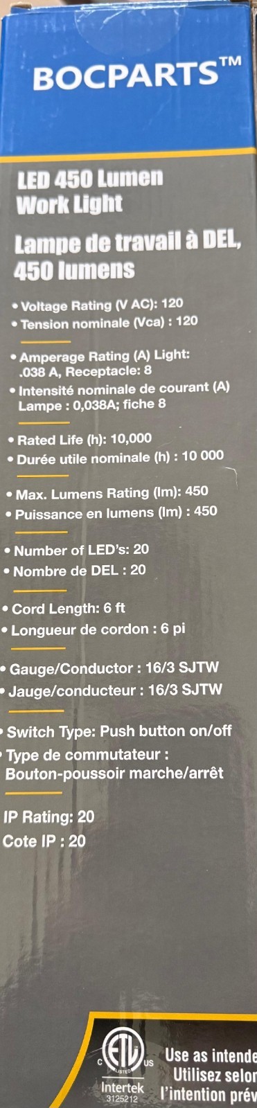 LED Trouble Light with Super-Bright 20 COB LED Light Source