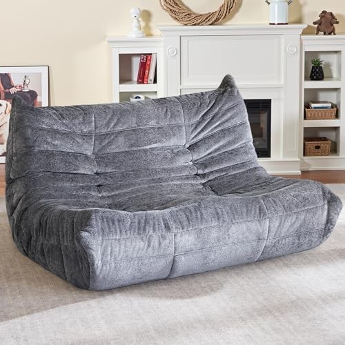 Bean Bag Chair, Giant Bean Bag Chairs for Adults Loveseat Luxury Velvet-grey