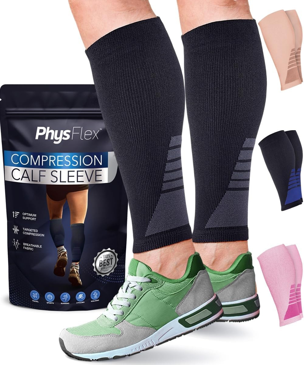 Calf Compression Sleeves for Men and Women - (1 Pair) Footless Compression Socks