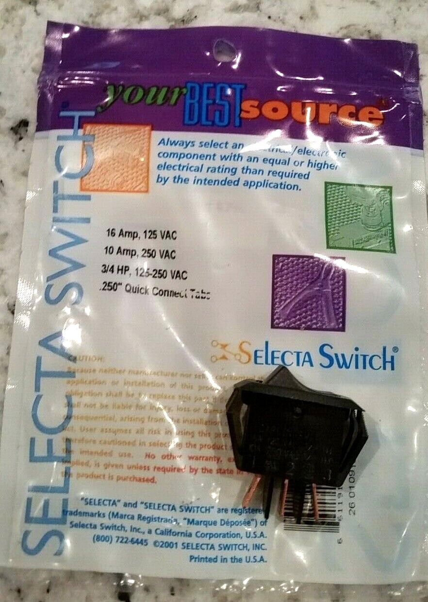 SELECTA SWITCH SS1205-BG  SPST   ON-ON 16 AMP ROCKER SWITCH