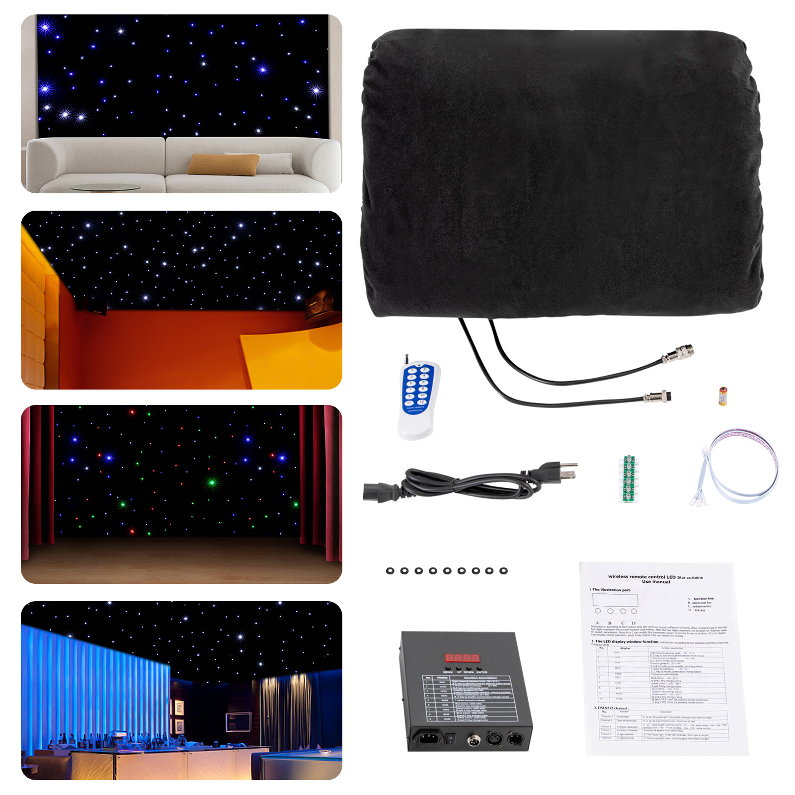 3*6M LED Stage Star Backdrop Multicolour LED Stage Curtain Remote-controlled