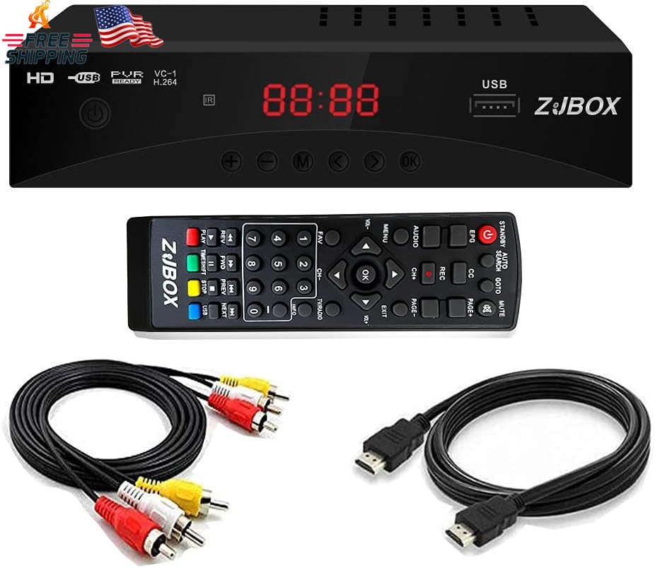 Digital TV Converter Box, ATSC Tv Tuner - ZJBOX for Analog HDTV Live 1080P with