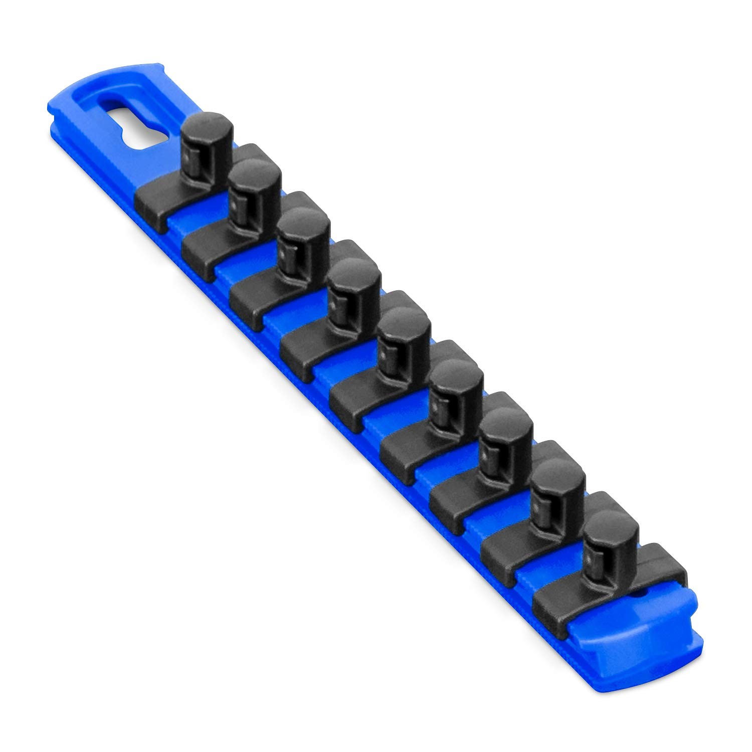 8-Inch Socket Organizer with Twist Lock Clips for Tools - Blue Storage Solution