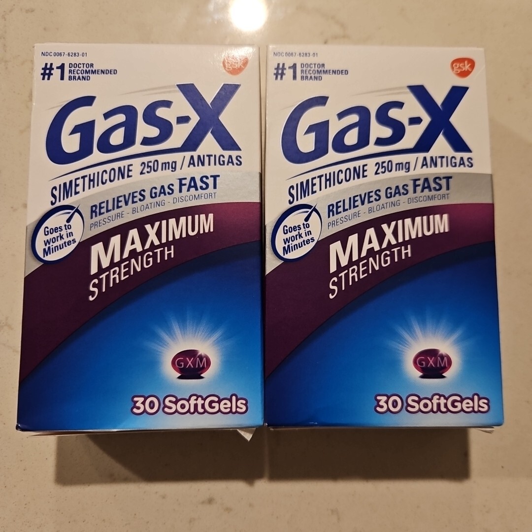 Gas-X Maximum Strength Gas Relief 30 Softgels Simethicone 250 mg X2 Exp 2027+