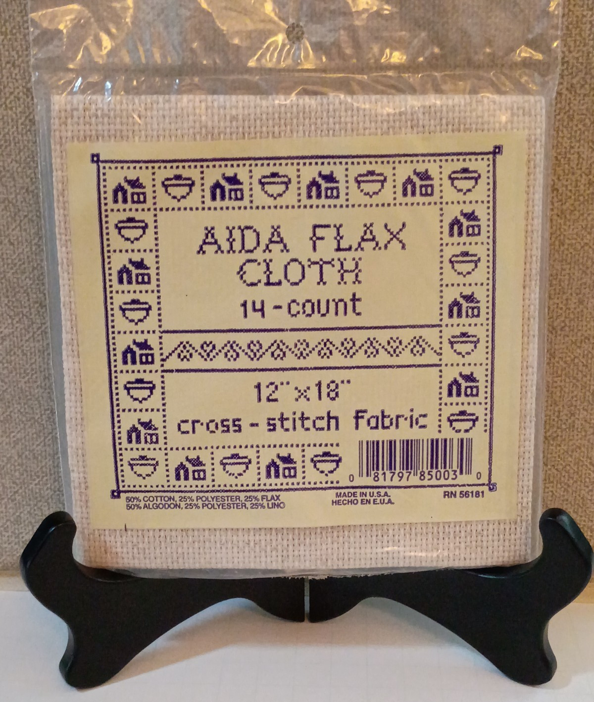 Vintage Aida Flax Cloth 14 Count Cross Stitch Fabric - 12" x 18"