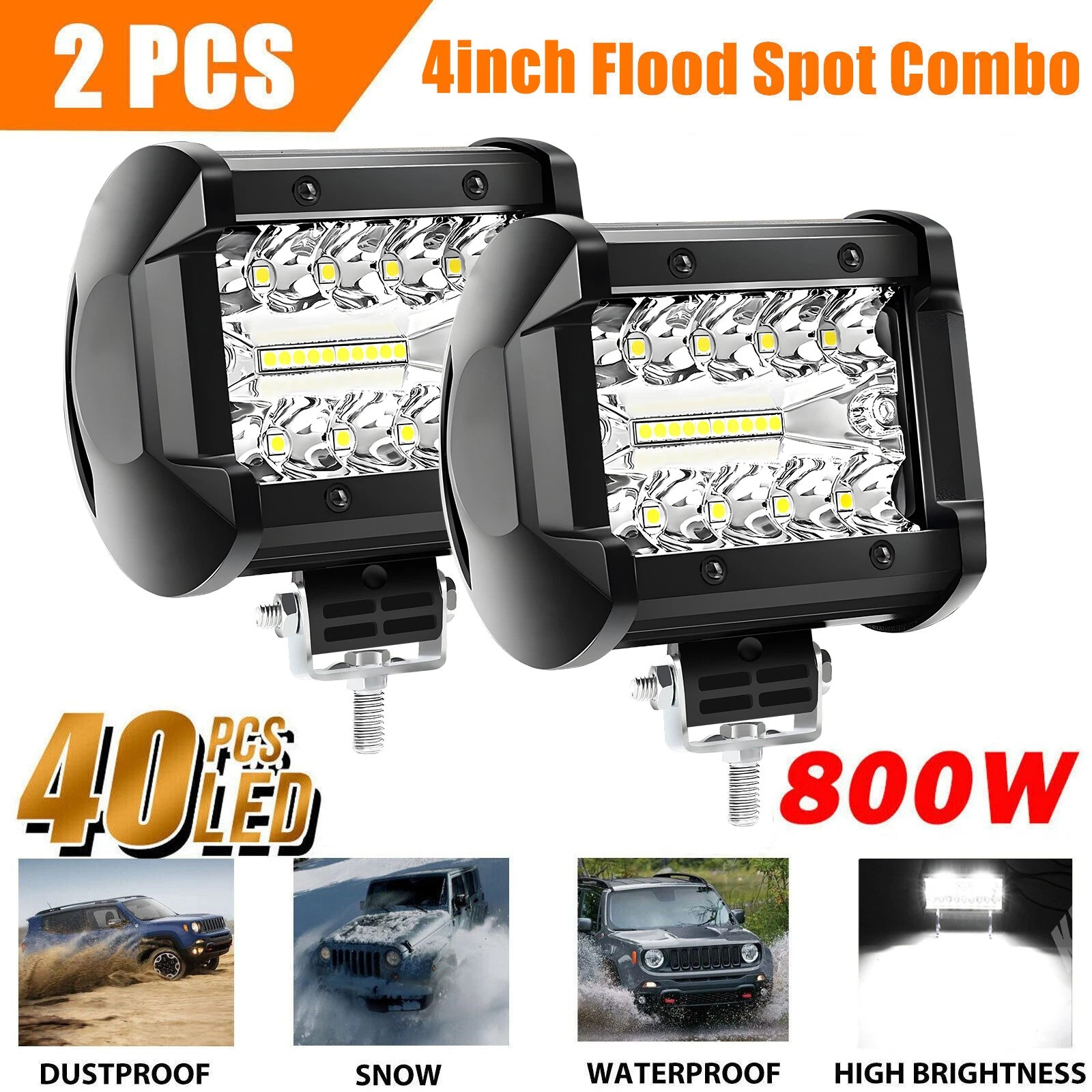 4" 30000LM LED Work Light Bar Spot Pods Fog Lamp Offroad Driving Truck ATV US