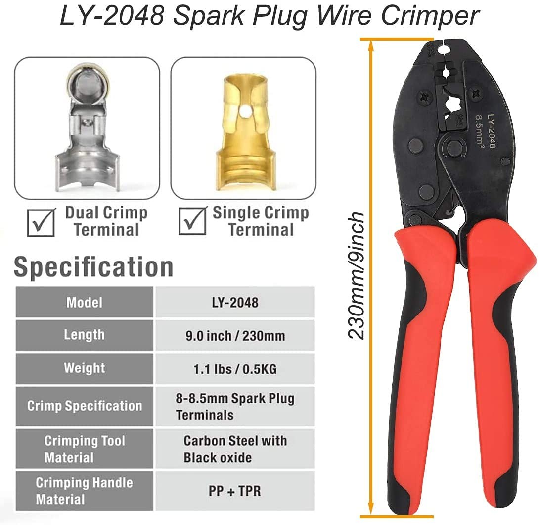 Ratchet Spark Plug Wire Crimper for Spark Plug Ignition Wire and Terminals Dia.