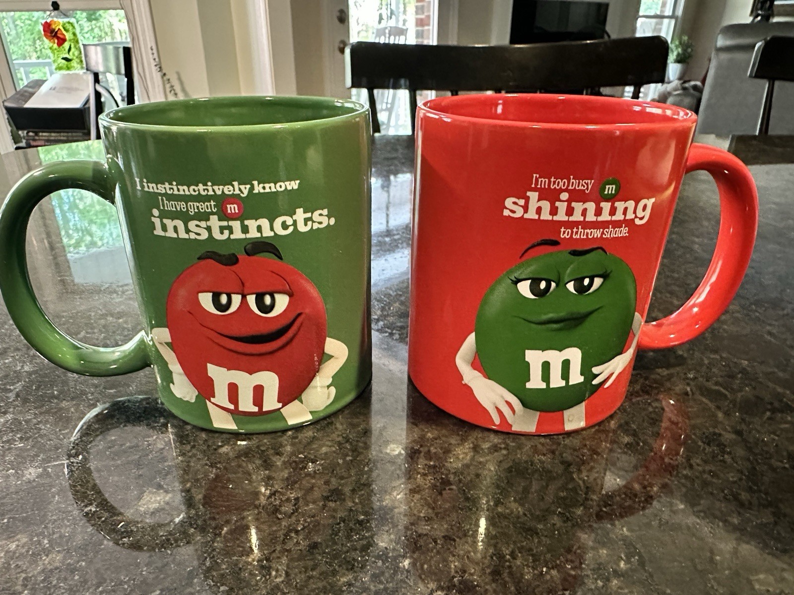 Set of 2 M&M Red and Green Characters 12oz Ceramic Mugs Coffee Cup - 2024