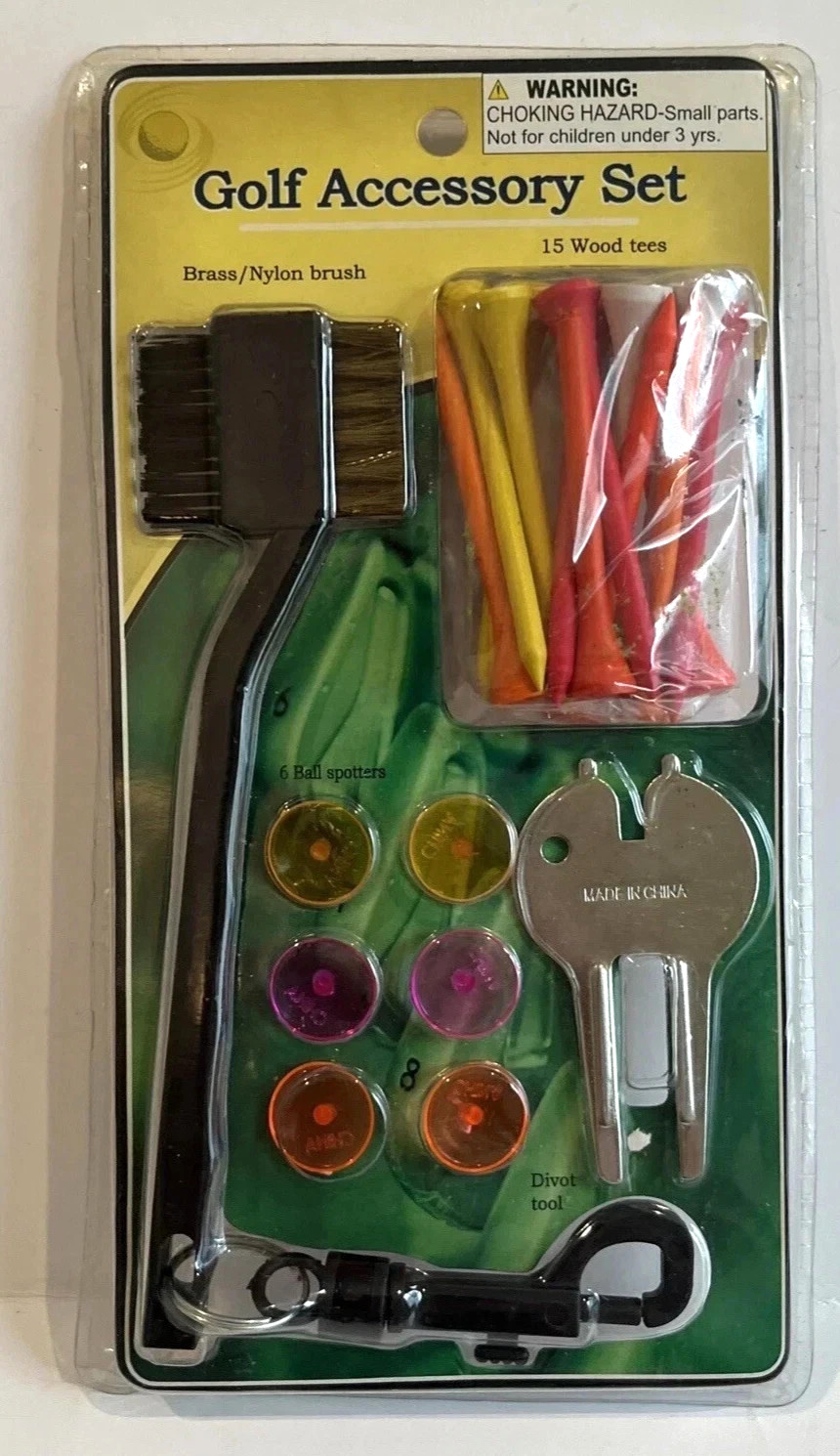 Golf Accessory Set Includes Brush Tees Ball Spotters Divot Tool New