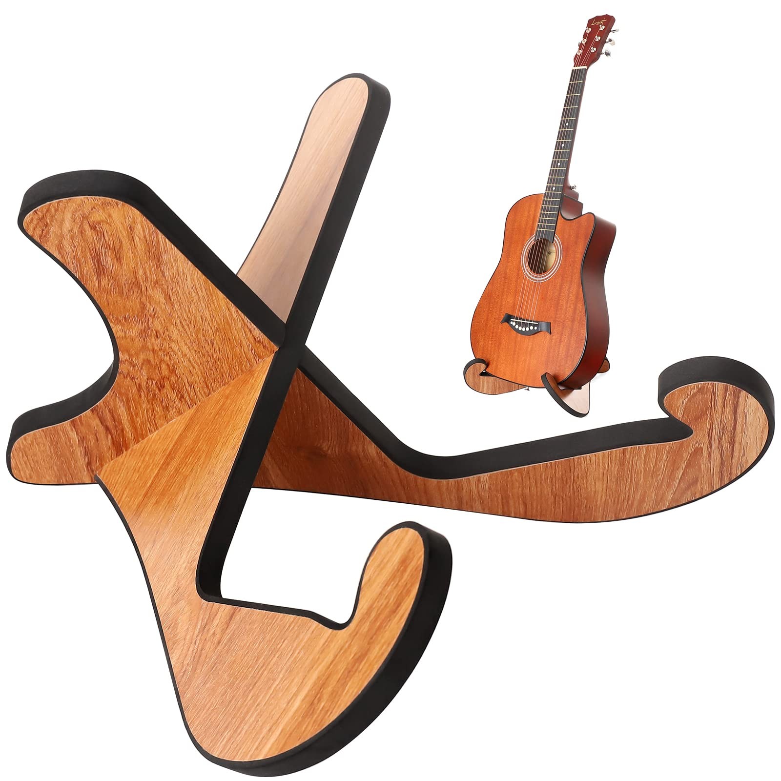 LacBec Wooden Guitar Stand, Detachable Non-Slip Wood Stand yellow