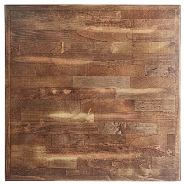 24'' Square Butcher Block style Restaurant Table Top in Vinatge Wood Finish