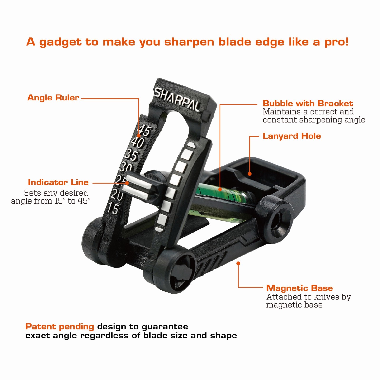 SHARPAL HOLDBUBBLE & ANGLE PYRAMID Whetstone Knife Blade Sharpener Angle Guide