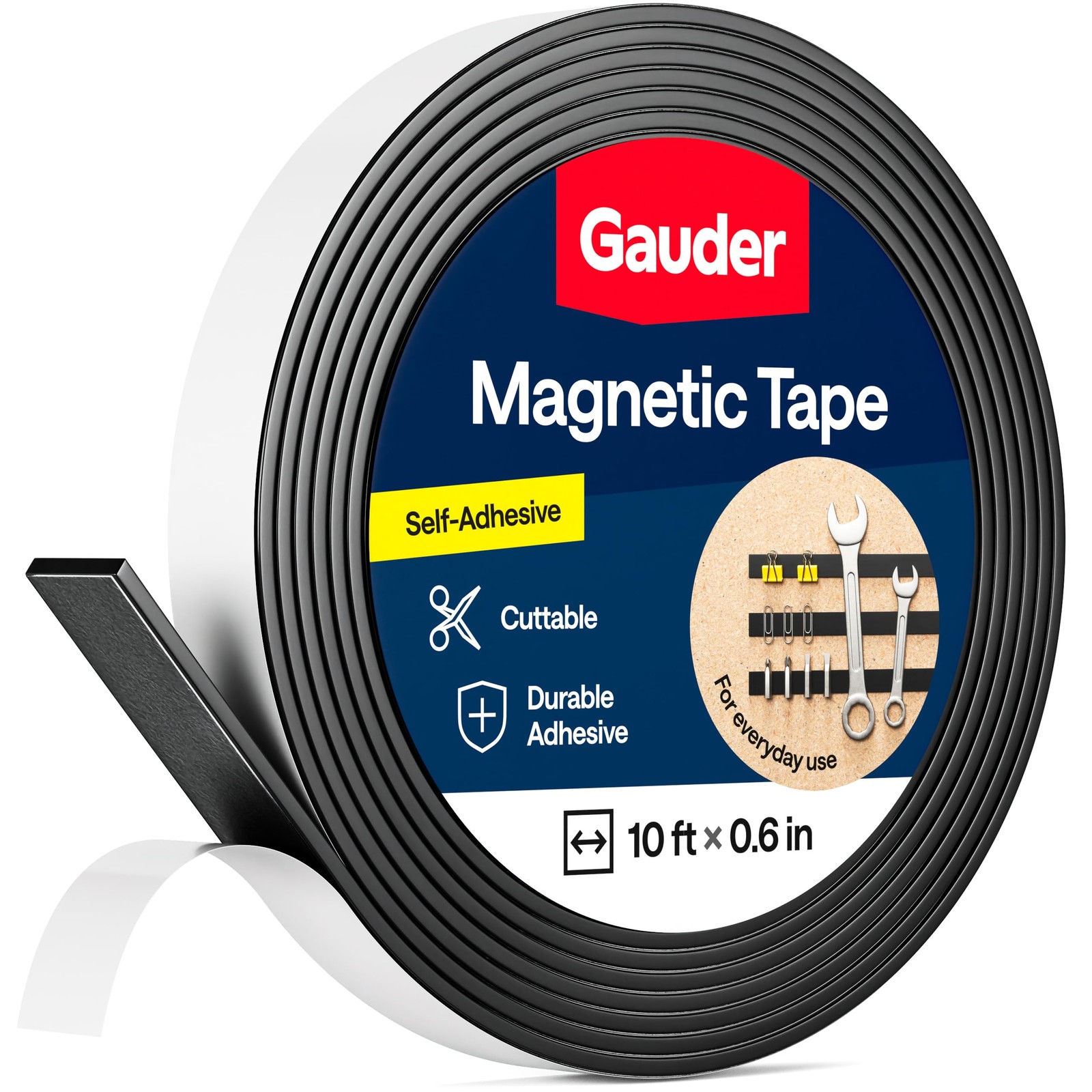 Magnetic Tape 10ft x 0.6in Strong Adhesive Cuttable Strip Tools Crafts DIY Mount