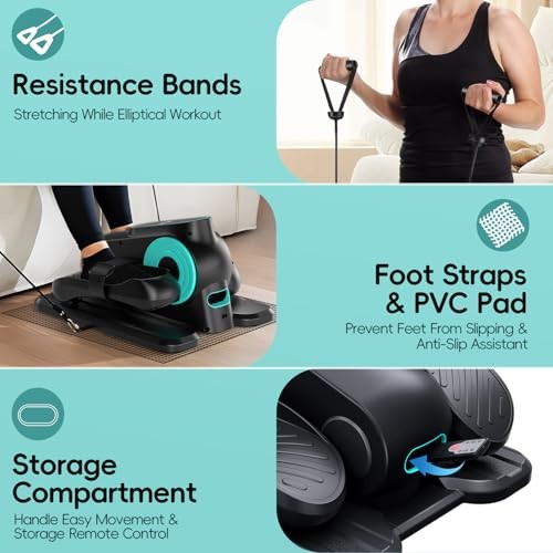 Under Desk Oval Machine - Oval Leg Exerciser for Elderly Assembly - Quiet Cyan