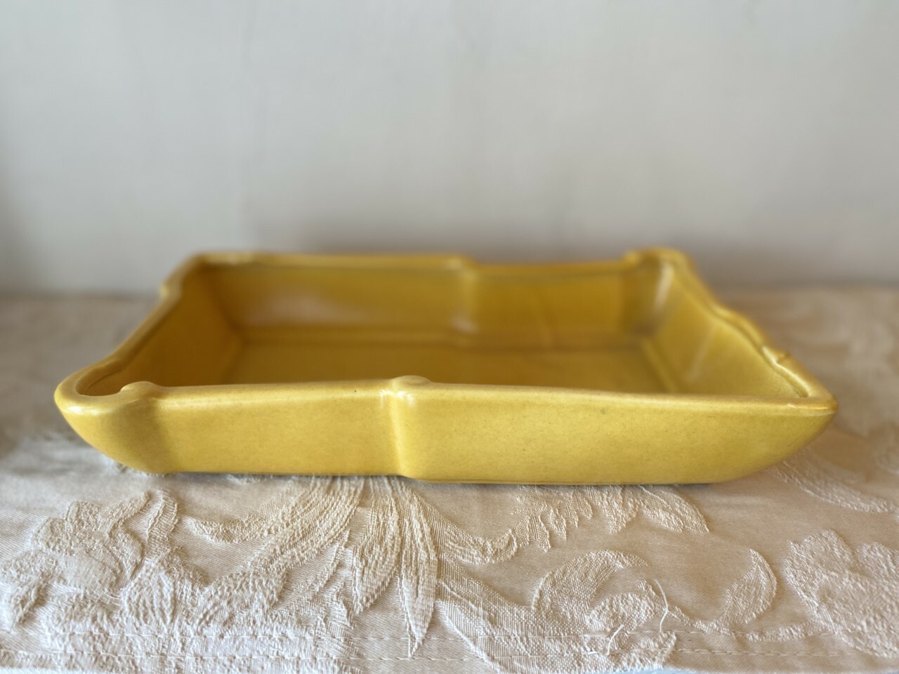 Vintage Stangl Rectangular Yellow Gold Bonsai Succulent Planter Bowl # 3423