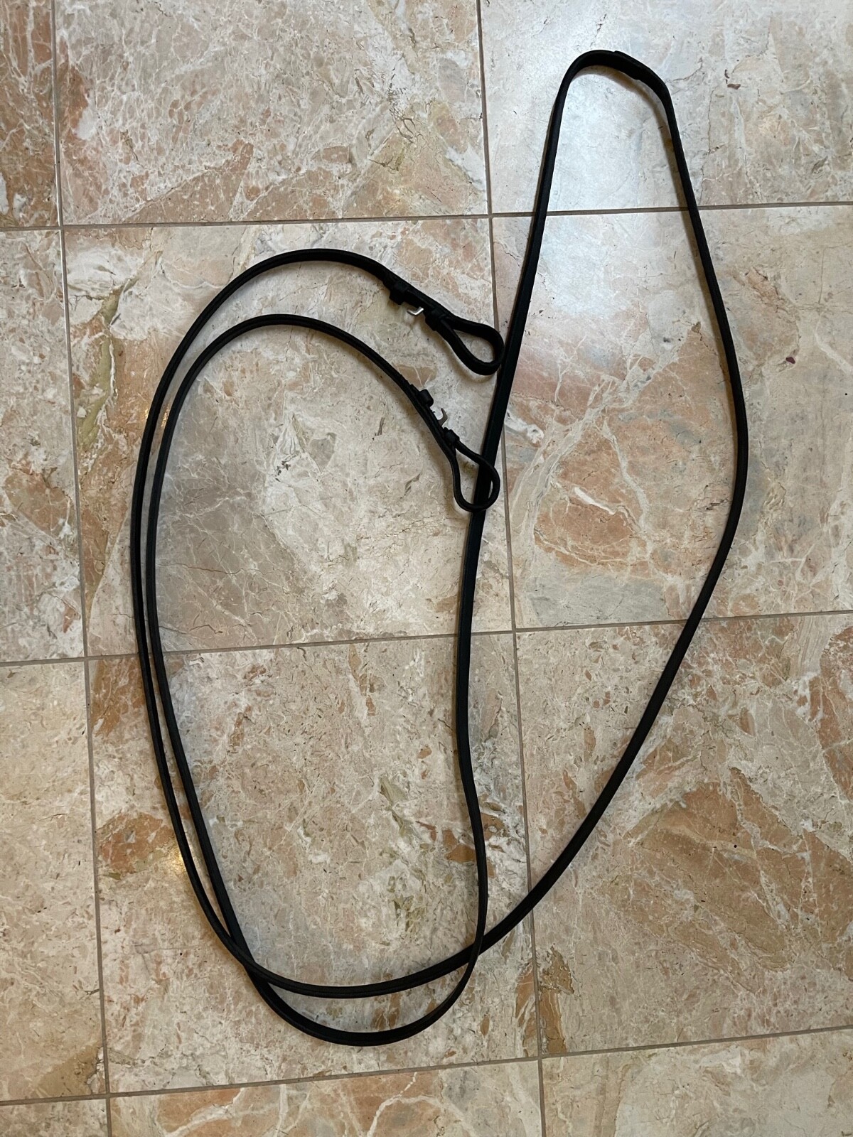 1/2" Plain Black Leather Reins w/ Hook Stud Closures 54" Length