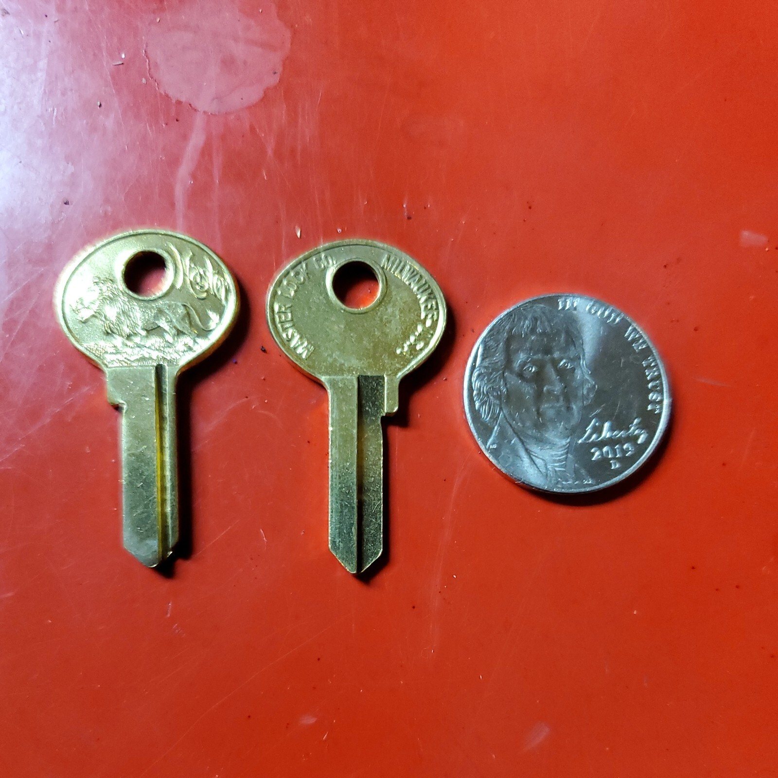 2 Vintage Original Master Lock Padlock Walking Lion 7K Mini Key M2 Blank