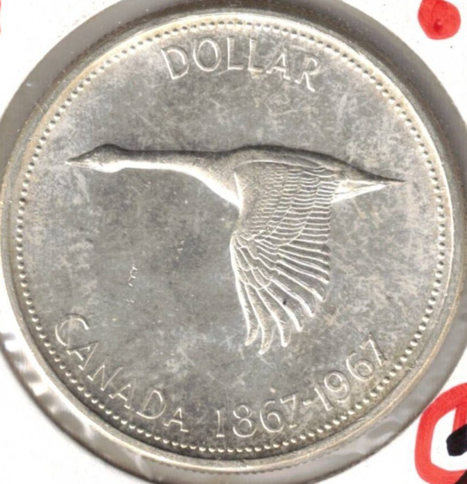 1967 Canadian Silver Uncirculated QEII & Goose One Dollar Coin! #2