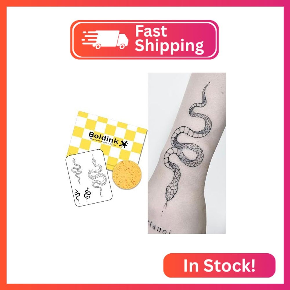 Snake Semi Permanent Tattoo for Hand Arm Temporary Tattoos for Women Men