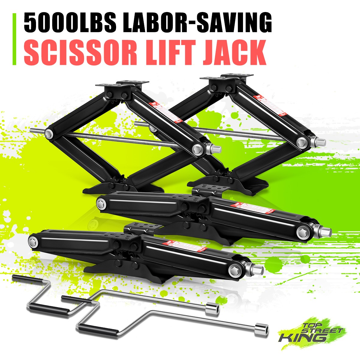 {Set of 4} Scissor Jack RV Trailer Stabilizer Leveling+Crank Handle 2.5T Black