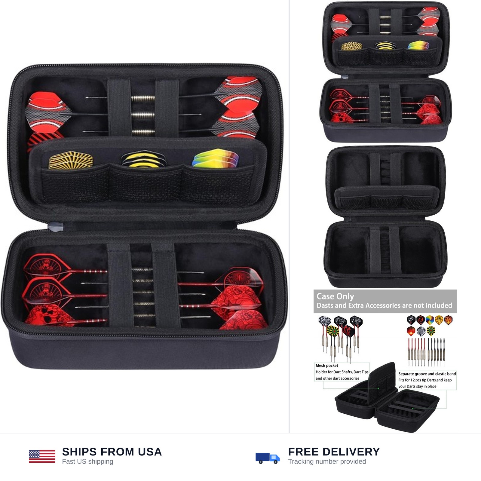 co2CREA Hard Case Compatible with Steel Tip or Soft Tip Darts, Holds 12 Darts...