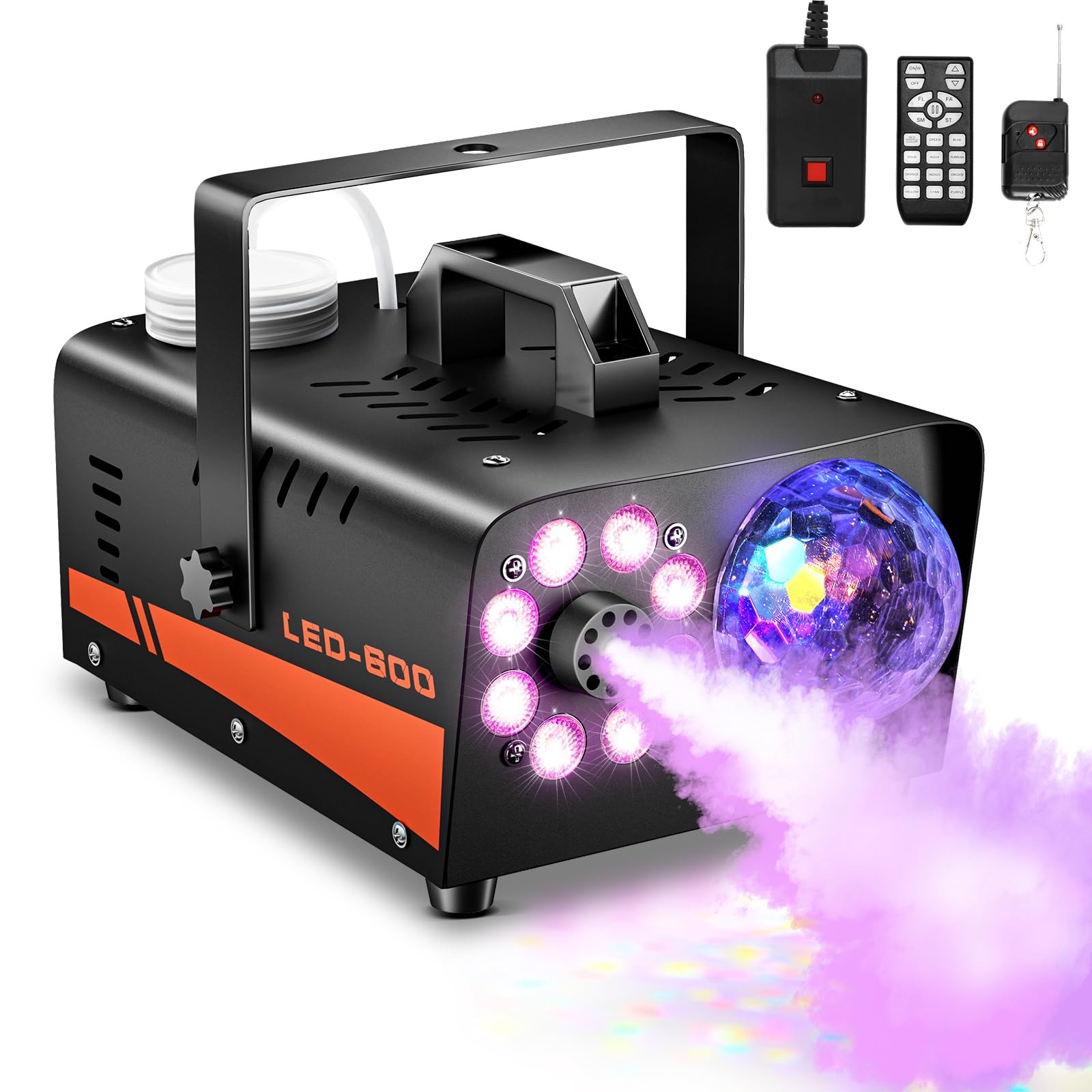 Dashsafe Fog Machine, Smoke Machine with Disco Ball Lights, 800W and Black A1