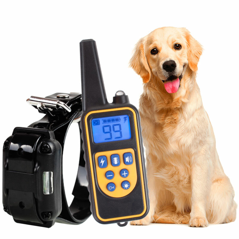 Dog Shock Training Collar Rechargeable Remote Control Waterproof IP67 875 Yards