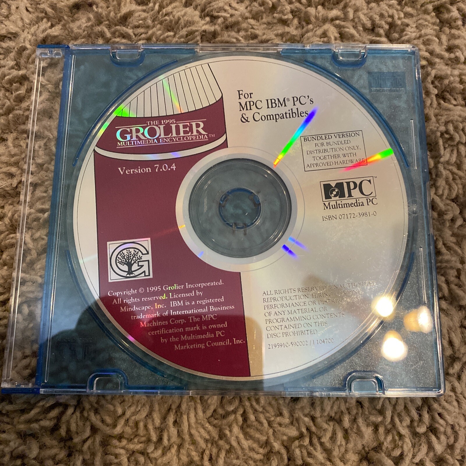 THE 1995 GROLIER MULTIMEDIA ENCYCLOPEDIA PC CD-ROM, IBM PC VERSION 7.0.4