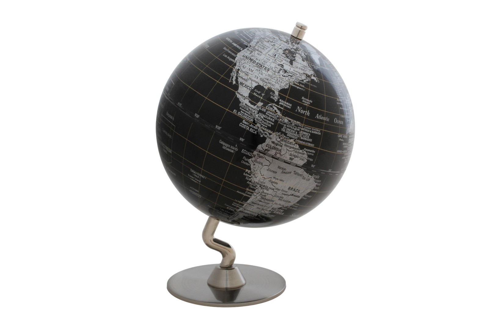 5" 2 Tone Revolving World Globe Table Top Black & Silver Modern Style New