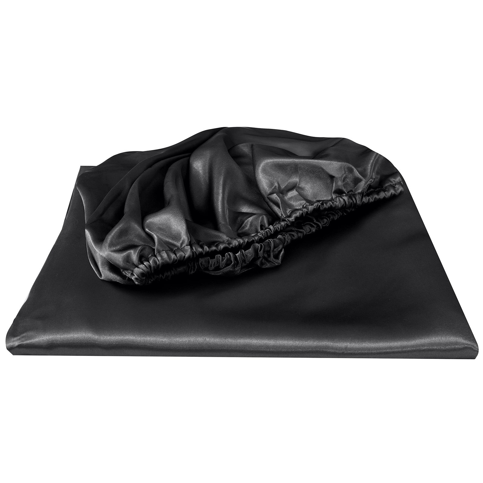 Black Silk Satin King Size Fitted Sheet Only Deep Pocket Fully Elasticized