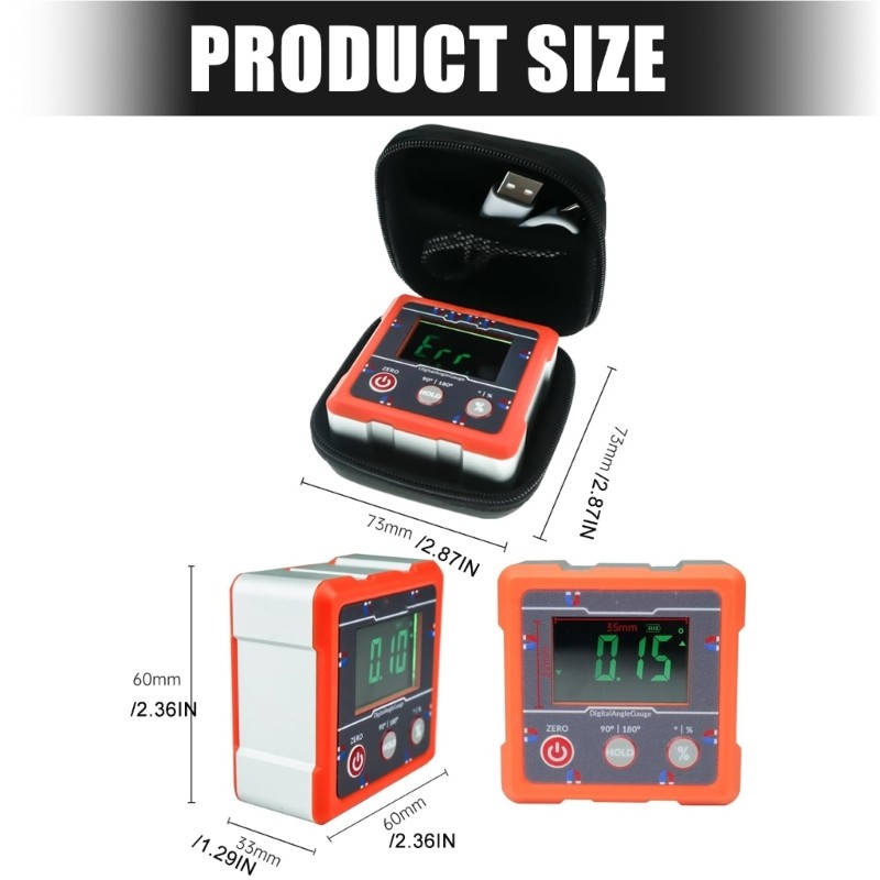 Mini Digital Level Tool Strong Magnet Base for Equipment Alignment Adjustments