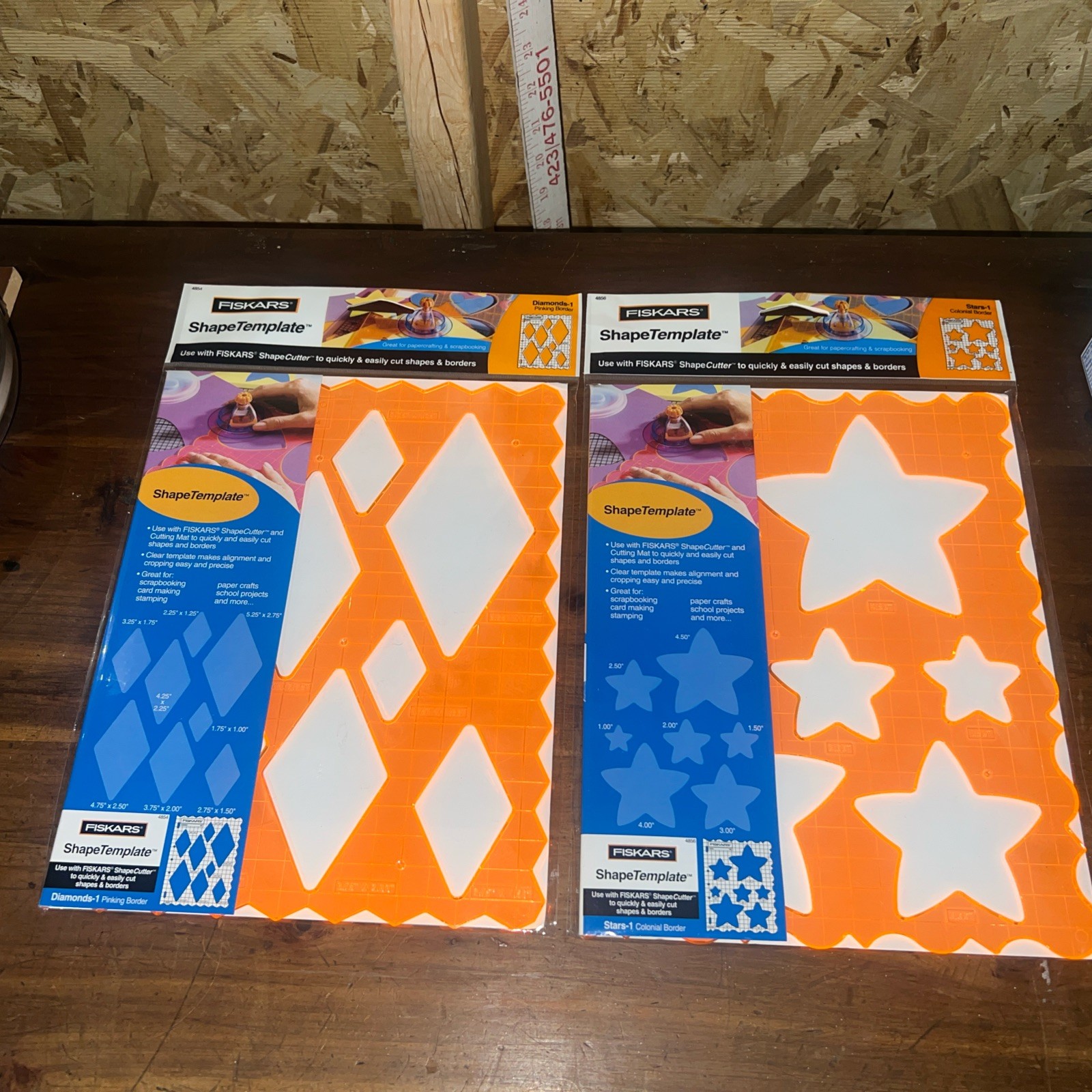 Fiskars Shape Template Set Diamonds & Star Lot Of 2 Pinking Border Stencils NEW