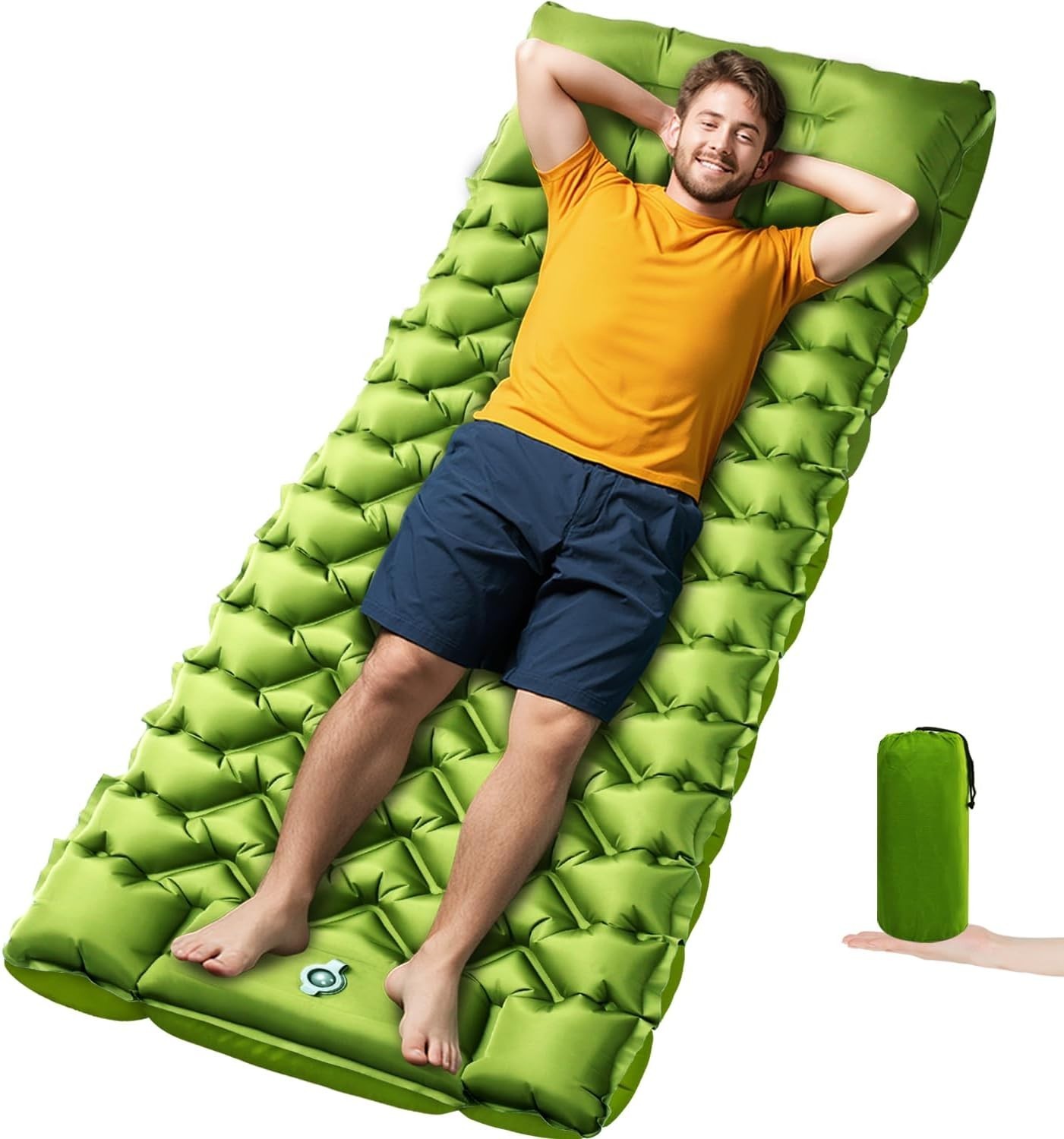 Camping Sleeping Pad, Ultralight Camping Mat with Pillow Built-in Foot Pump